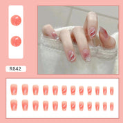 N-176 - Silver Foiled Sparkles Pink - Press On Nail Set Of 24 - Free 24 Pcs Sticker Sheet Included