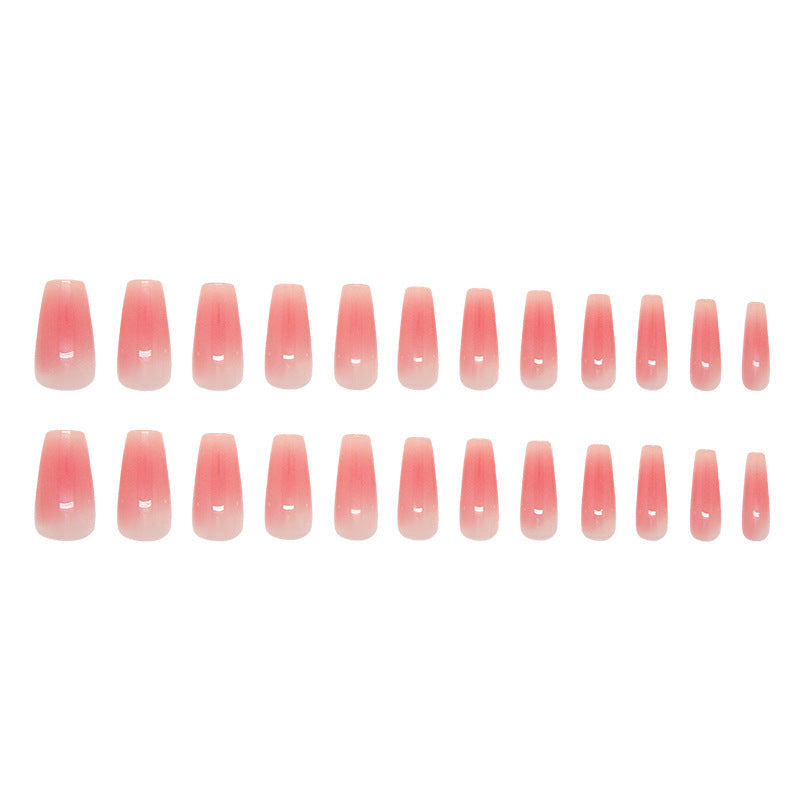 N-161 - Pink Long   - Press On Nail Set Of 24 - Free 24 Pcs Sticker Sheet Included