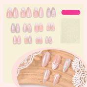 N-341 - Pink Floral  - Press On Nail Set Of 24 - Free Nail Kit Included