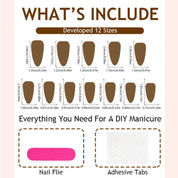N-202 - Pink & Maroon  - Press On Nail Set Of 24 - Free Nail Kit Included