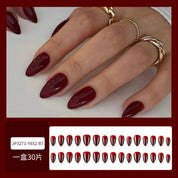 N-318 - Dark Maroon - Press On Nail Set Of 24 - Free 24 Pcs Sticker Sheet Included
