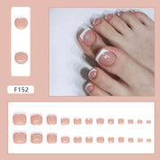 N-351 - Pink Simple French - Toenail Set Of 24- Free 24 Pcs Sticker Sheet Included