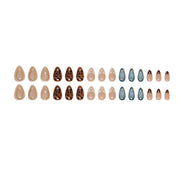 N-281 - Gold Foil Print - Print Press On Nail Set Of 24 - Free 24 Pcs Sticker Sheet Included