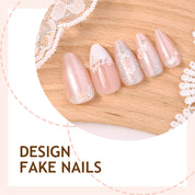 N-341 - Pink Floral  - Press On Nail Set Of 24 - Free Nail Kit Included