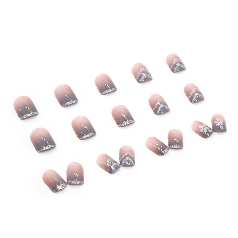 N-159 - Pastel Pink & Purple  - Press On Nail Set Of 24 - Free 24 Pcs Sticker Sheet Included