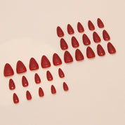 N-259 - Scarlet Red - Press On Nail Set Of 24 - Free 24 Pcs Sticker Sheet Included