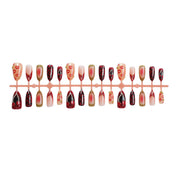N-387 -  Rouge Obsession - Press On Nail Set Of 30 - Free 24 Pcs Sticker Sheet Included