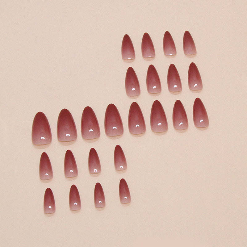 N-295 - Dark Red Smudged  - Print Press On Nail Set Of 24 - Free 24 Pcs Sticker Sheet Included