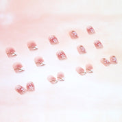 N-179 - Sakura Flowers - Press On Nail Set Of 24 - Free 24 Pcs Sticker Sheet Included