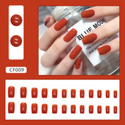 N-232 - Bright Red - Press On Nail Set Of 24 - Free 24 Pcs Sticker Sheet Included