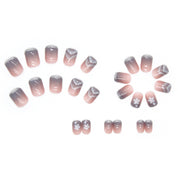 N-159 - Pastel Pink & Purple  - Press On Nail Set Of 24 - Free 24 Pcs Sticker Sheet Included