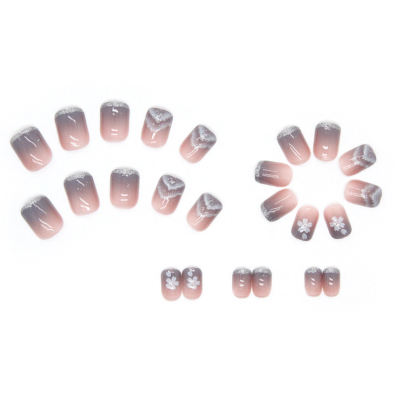 N-159 - Pastel Pink & Purple  - Press On Nail Set Of 24 - Free 24 Pcs Sticker Sheet Included