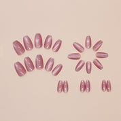N-303 - Shiny Pink - Press On Nail Set Of 24 - Free 24 Pcs Sticker Sheet Included