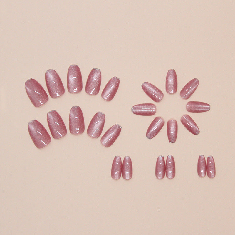 N-303 - Shiny Pink - Press On Nail Set Of 24 - Free 24 Pcs Sticker Sheet Included