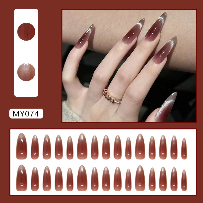 N-257 - Blush Red - Press On Nail Set Of 24 - Free 24 Pcs Sticker Sheet Included