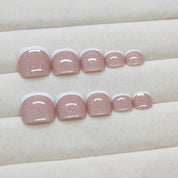 N-351 - Pink Simple French - Toenail Set Of 24- Free 24 Pcs Sticker Sheet Included