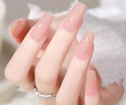 N-228 - Light Pink - Press On Nail Set Of 24 - Free 24 Pcs Sticker Sheet Included
