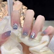 N-159 - Pastel Pink & Purple  - Press On Nail Set Of 24 - Free 24 Pcs Sticker Sheet Included