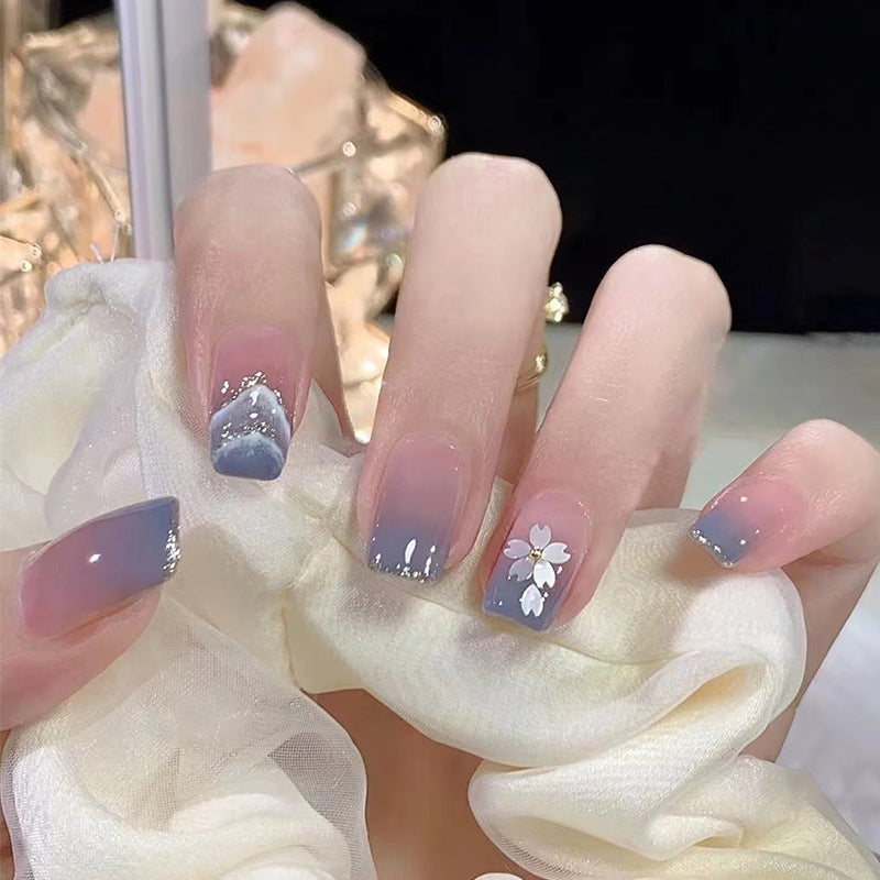 N-159 - Pastel Pink & Purple  - Press On Nail Set Of 24 - Free 24 Pcs Sticker Sheet Included