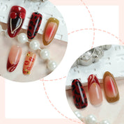 N-387 -  Rouge Obsession - Press On Nail Set Of 30 - Free 24 Pcs Sticker Sheet Included