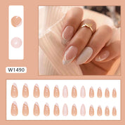 N-289 - Fancy Foiled - Press On Nail Set Of 24 - Free 24 Pcs Sticker Sheet Included