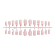 N-203 - Pearl & Bow Shiny   - Press On Nail Set Of 24 - Free Nail Kit Included