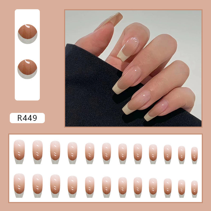N-284 -  French Simple - Press On Nail Set Of 24 - Free 24 Pcs Sticker Sheet Included