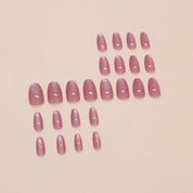 N-303 - Shiny Pink - Press On Nail Set Of 24 - Free 24 Pcs Sticker Sheet Included