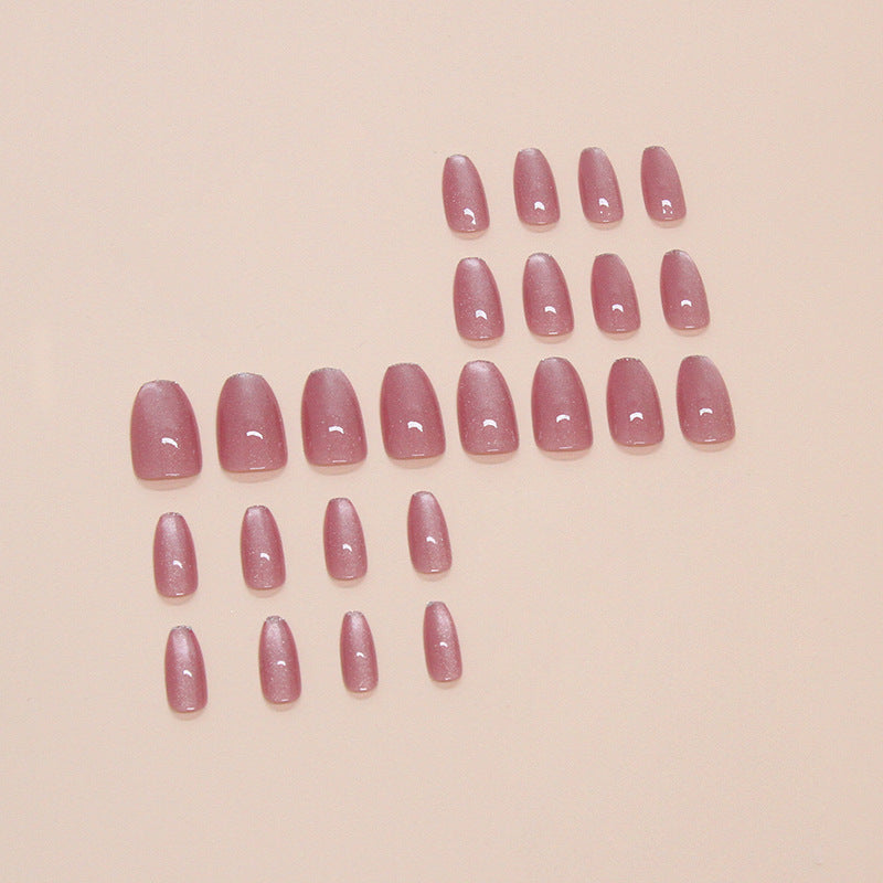 N-303 - Shiny Pink - Press On Nail Set Of 24 - Free 24 Pcs Sticker Sheet Included