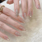N-283 - Glittery Shiny - Press On Nail Set Of 24 - Free 24 Pcs Sticker Sheet Included