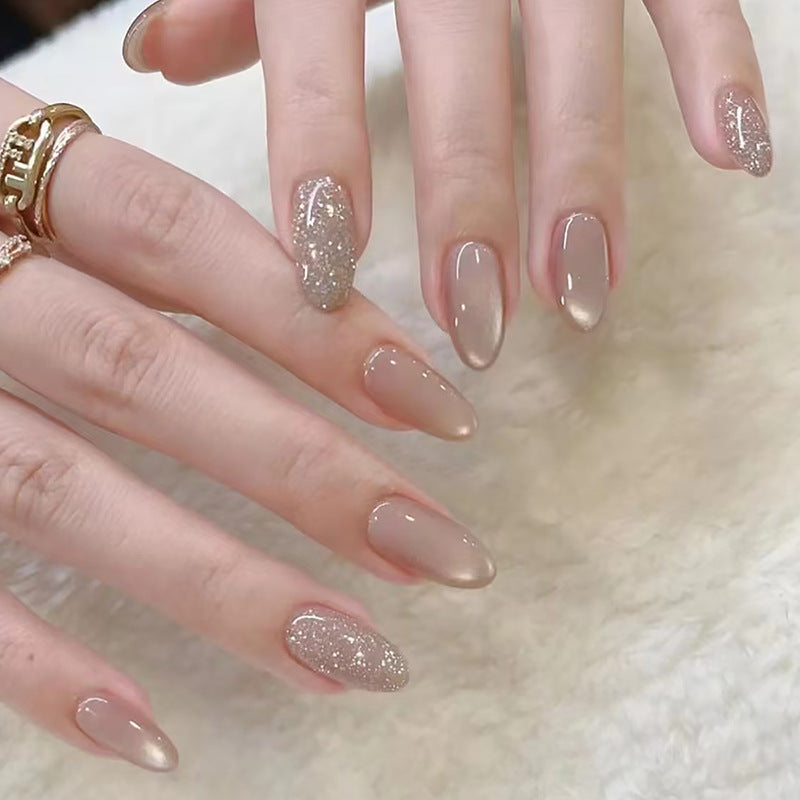 N-283 - Glittery Shiny - Press On Nail Set Of 24 - Free 24 Pcs Sticker Sheet Included