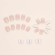 N-294 - Flash Pink - Print Press On Nail Set Of 24 - Free 24 Pcs Sticker Sheet Included