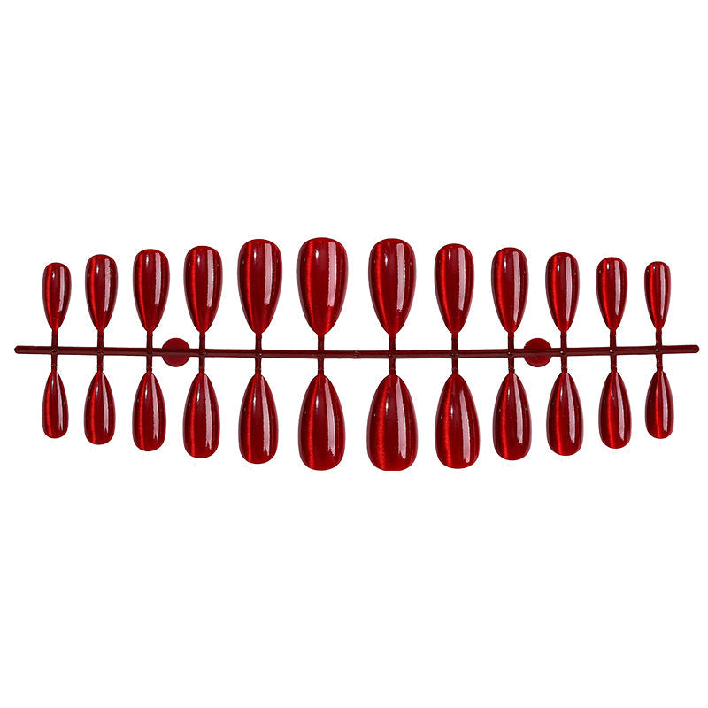 N-198 - Deep Red Shiny  - Press On Nail Set Of 24 - Free Nail Kit Included