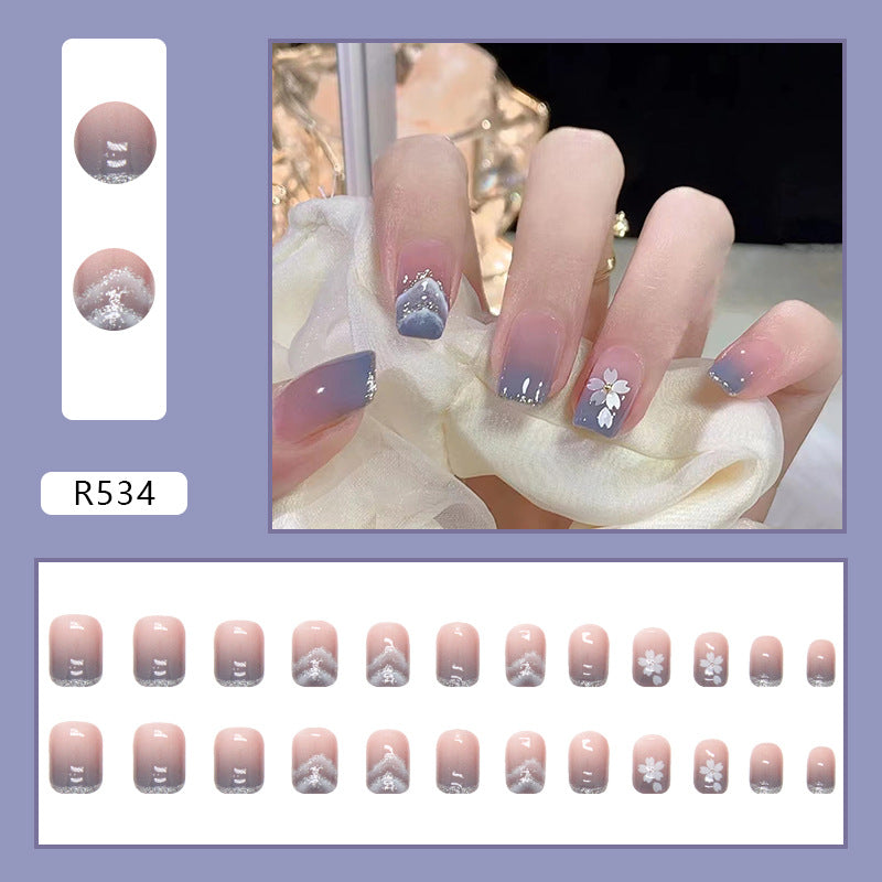 N-159 - Pastel Pink & Purple  - Press On Nail Set Of 24 - Free 24 Pcs Sticker Sheet Included