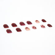 N-156 - Red Maroon Heart & Grid   - Press On Nail Set Of 24 - Free 24 Pcs Sticker Sheet Included