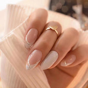 N-289 - Fancy Foiled - Press On Nail Set Of 24 - Free 24 Pcs Sticker Sheet Included