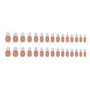 N-309 - Coffee Latte  - Print Press On Nail Set Of 24 - Free 24 Pcs Sticker Sheet Included