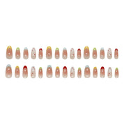 N-372 - Multi Polka - Press On Nail Set Of 24 - Free 24 Pcs Sticker Sheet Included