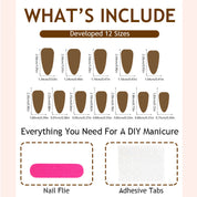 N-217 - Marbled Foiled & Dark Colors  - Press On Nail Set Of 24 - Free Nail Kit Included