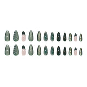 N-245 -Iced Mist Forest Green  - Press On Nail Set Of 24 - Free 24 Pcs Sticker Sheet Included