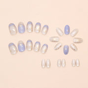 N-224 - Gold Moon  & Star - Press On Nail Set Of 24 - Free 24 Pcs Sticker Sheet Included