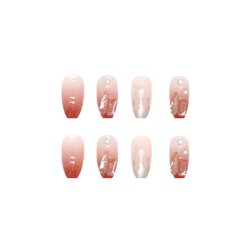 N-169 - Crystal Foil Double Shade - Press On Nail Set Of 24 - Free 24 Pcs Sticker Sheet Included