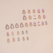 N-258 - Pastel Pink Bow - Press On Nail Set Of 24 - Free 24 Pcs Sticker Sheet Included