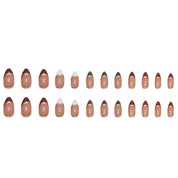 N-255 - Foiled Line - Press On Nail Set Of 24 - Free 24 Pcs Sticker Sheet Included