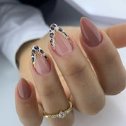 N-301 - Fancy Mix & Leopard Print  - Press On Nail Set Of 24 - Free 24 Pcs Sticker Sheet Included