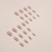 N-109 - Fancy Pink  - Press On Nail Set Of 24 - Free 24 Pcs Sticker Sheet Included