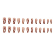 N-263 - Foiled Flower - Press On Nail Set Of 24 - Free 24 Pcs Sticker Sheet Included