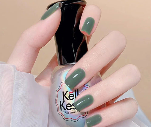 N-231 - Forest Green Square  - Press On Nail Set Of 24 - Free 24 Pcs Sticker Sheet Included