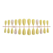 N-201 - Flower & Pale Yellow - Press On Nail Set Of 24 - Free Nail Kit Included