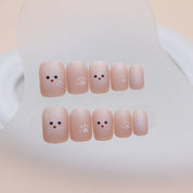 N-185 - Cute Cat & Paw - Press On Nail Set Of 24 - Free 24 Pcs Sticker Sheet Included